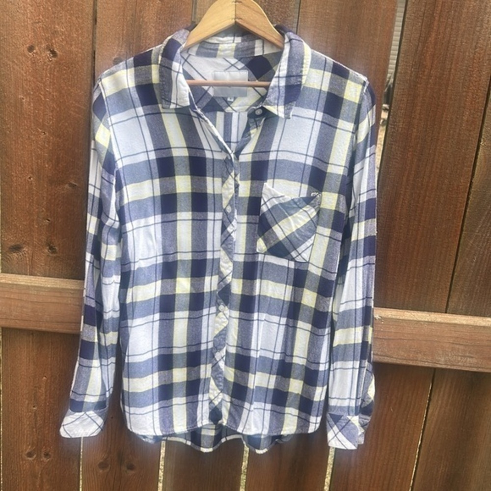 Rails Hunter Navy and Yellow Flannel Size Small